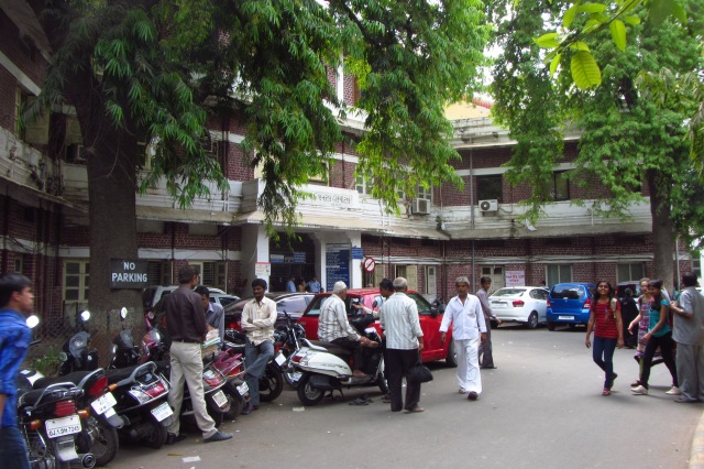 The Vadilal Sarabhai General Hospital and the Chinai Maternity Hospital, Ahmedbad -- the last bastion left for the poor of Ahmedabad to access affordable and qaulity medical care. Photo by Sindhu Thirumalaisamy.